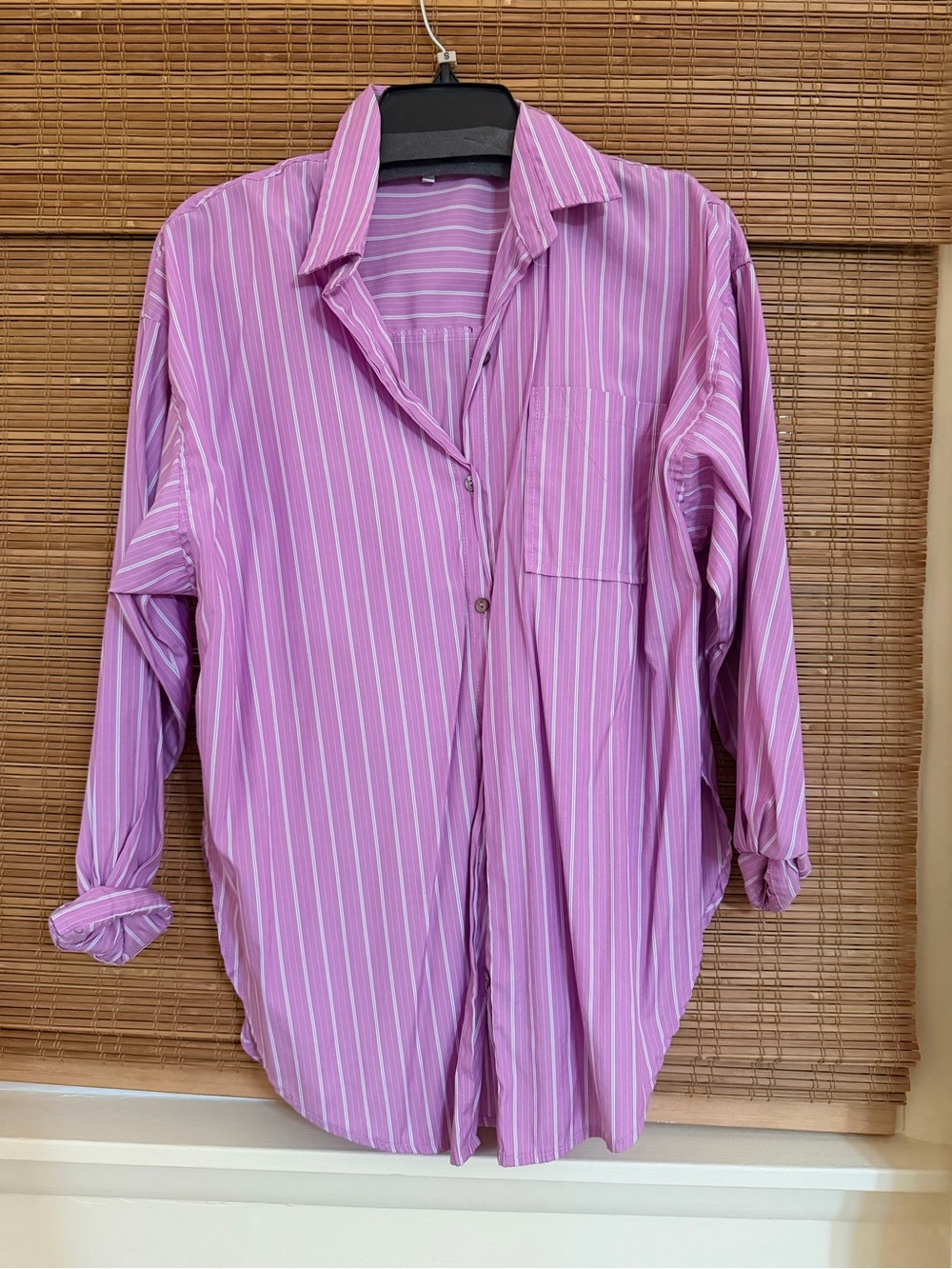 Olivaceous Pink & White Striped Casual Button-Down Shirt
